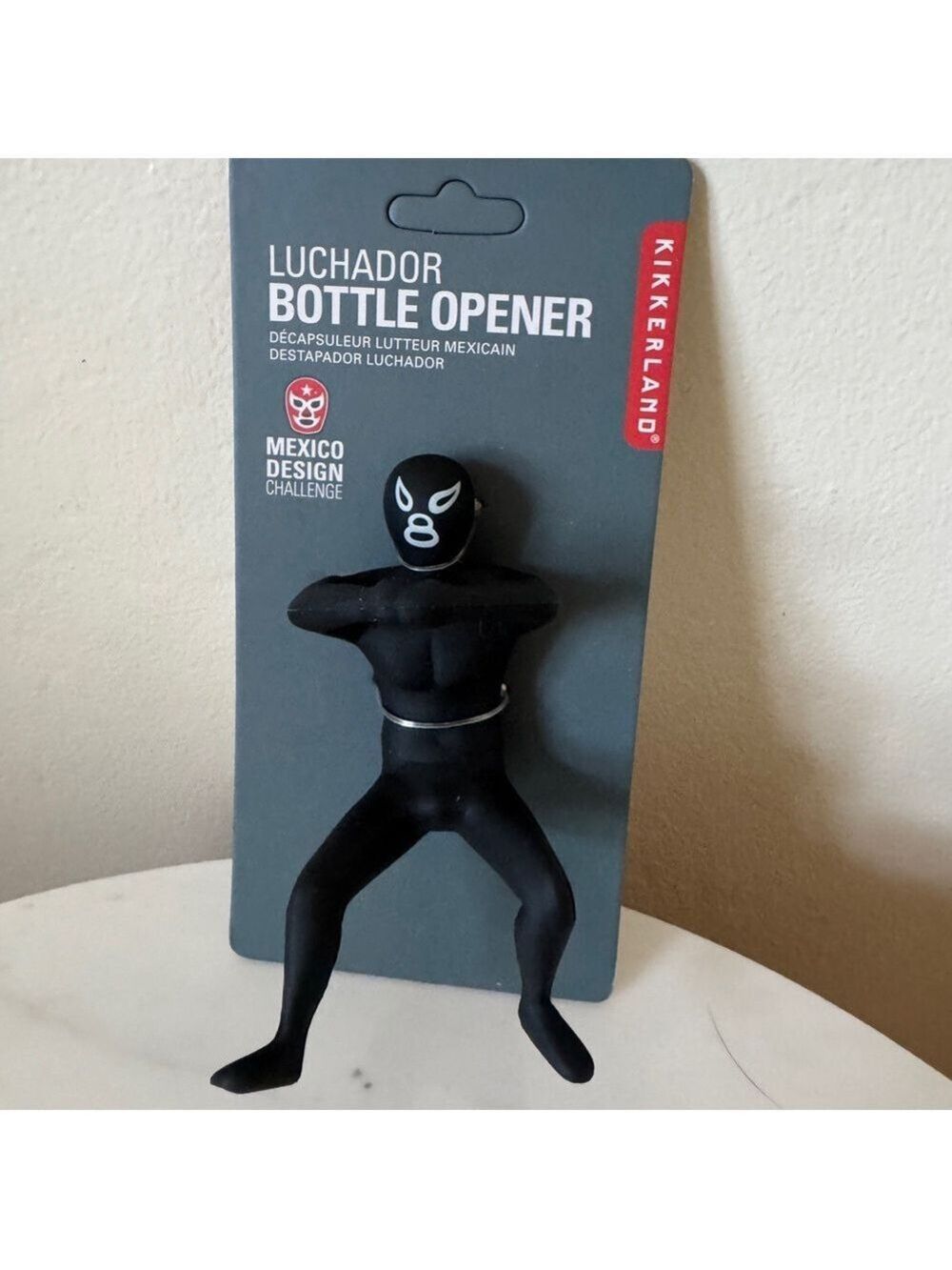 NWT Kikkerland Black Luchador Bottle Opener